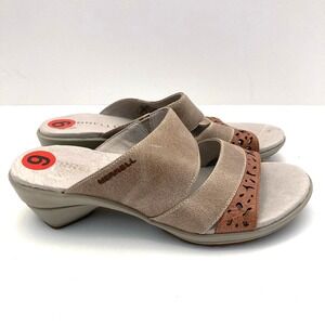 Merrell Veranda Womens 6 Shoes Brown Sand Slip On Slide Leather Sandals NWOT